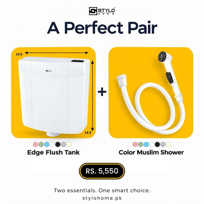Edge Flush Tank + Color Muslim Shower Bundle